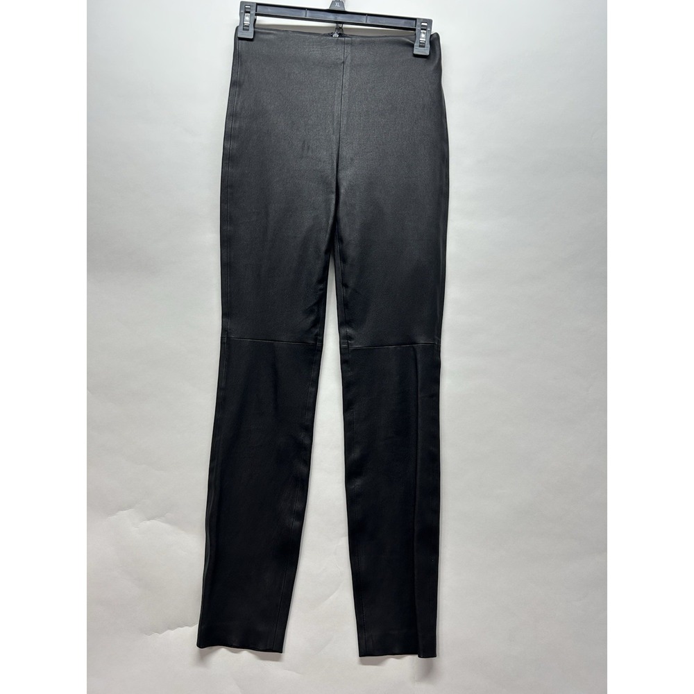 Pearl by Lela Rose Women's Size 0 Black Lamb Leather Pants (C6)